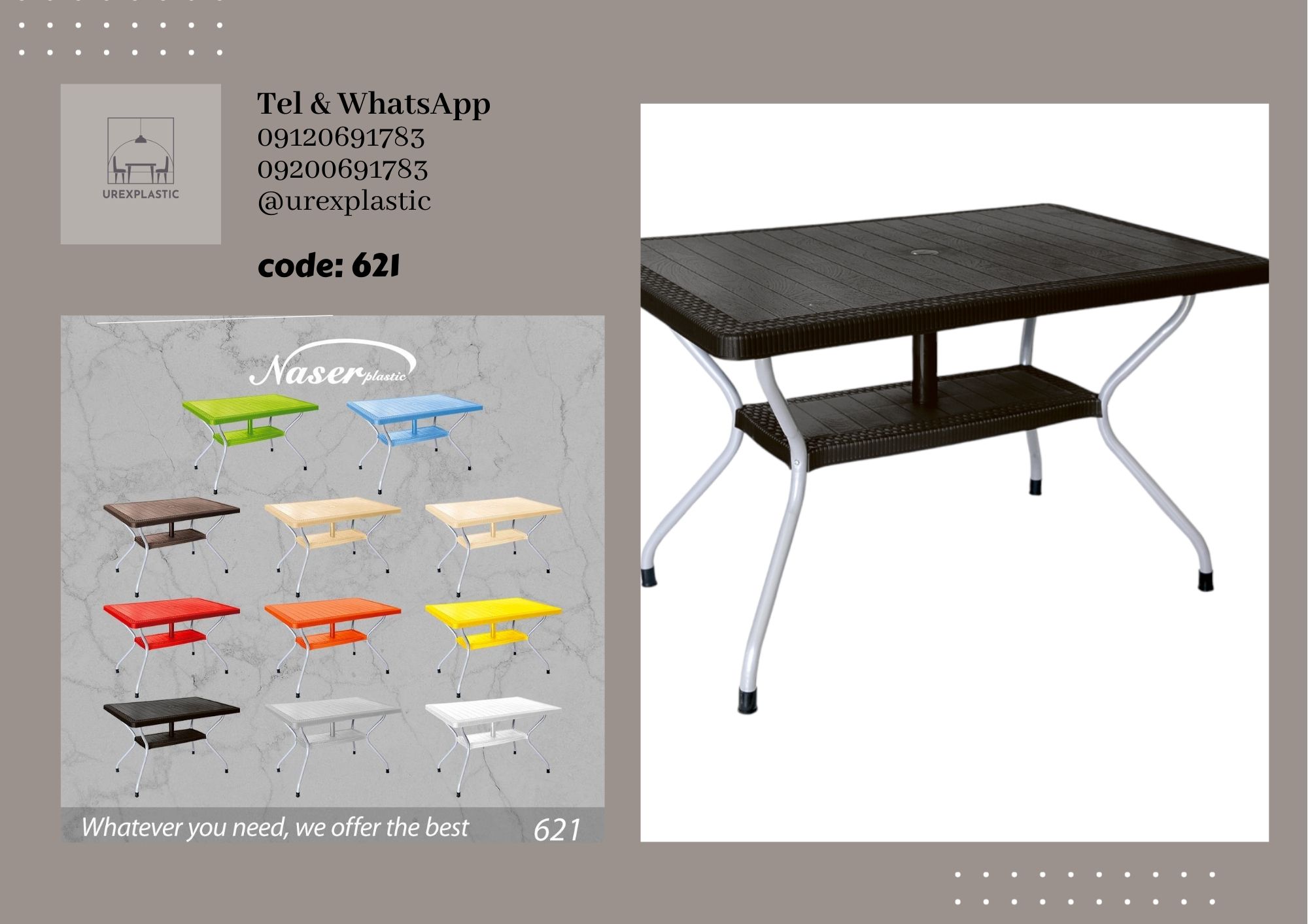 میز پلاستیکی 6 نفره سبک و قابل حمل